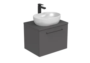 Saneux Austen 60cm 1 Drawer Wall Mounted Unit - Matte Iron Grey detail view - Image 6
