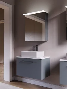 Saneux Austen 72cm 1 Drawer Wall Mounted Unit - Matte Iron Grey detail view - Image 5