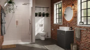 Saneux Austen 72cm 2 Door Floor Standing Unit - Matte Iron Grey detail view - Image 4