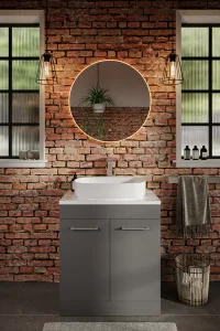 Saneux Austen 72cm 2 Door Floor Standing Unit - Matte Iron Grey detail view - Image 5