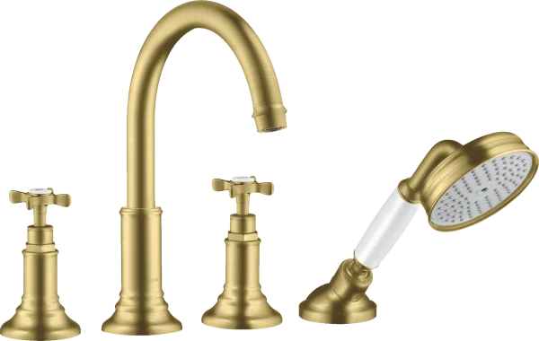 Axor Montreux 4-hole Tile Mounted Bath Mixer With Cross Handles Brushed Brass