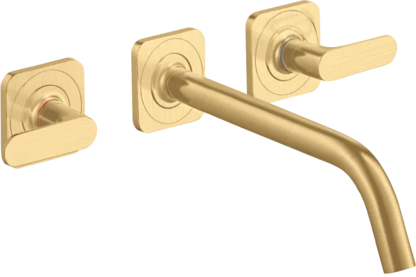 Axor Citterio M 3-hole Basin Mixer For Concealed Installation Wall-mounted With Spout 226 Mm, Lever Handles And Escutcheons Gold Brushed