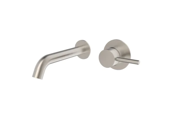 Saneux Cos Wall Mounted 2 Plate Basin Mixer - Brushed Nickel