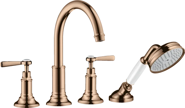 Axor Montreux 4-hole Rim-mounted Bath Mixer With Lever Handles Polished Red Gold