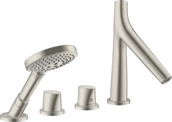 Axor Starck Organic 4-hole Rim-mounted Thermostatic Bath Mixer Stainless Steel Optic