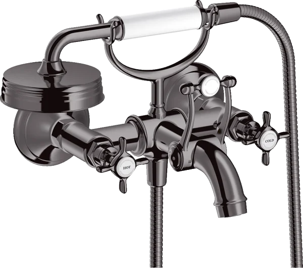 Axor Montreux 2-handle Manual Bath Mixer For Exposed Installation With Cross Handles Polished Black Chrome
