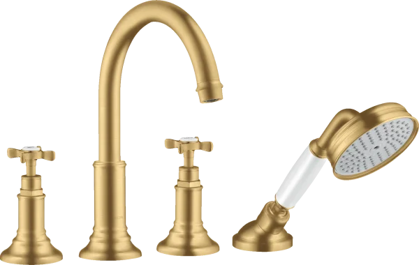Axor Montreux 4-hole Tile Mounted Bath Mixer With Cross Handles Gold Brushed