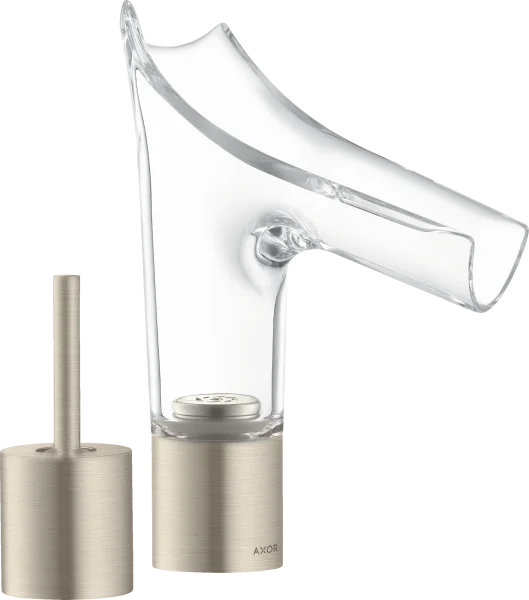 Axor Starck V 2-hole Basin Mixer 110 With Glass Spout Without Waste Brushed Nickel