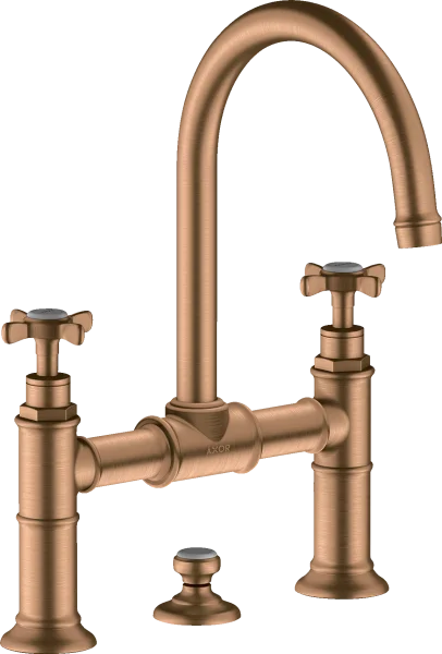 Axor Montreux 2-handle Basin Mixer 220 With Cross Handles And Pop-up Waste Brushed Bronze