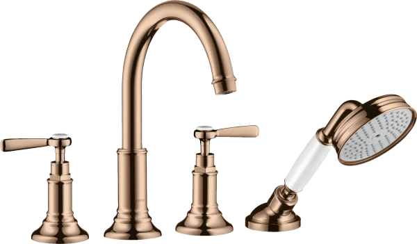 Axor Montreux 4-hole Tile Mounted Bath Mixer With Lever Handles Polished Red Gold