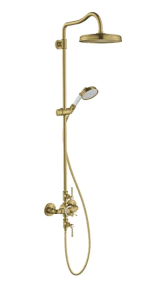 Axor Montreux Showerpipe With Thermostatic Mixer And 1jet Overhead Shower 240 Brushed Brass