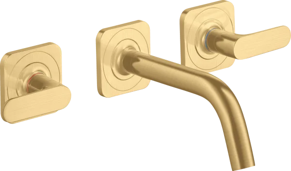 Axor Citterio M 3-hole Basin Mixer For Concealed Installation Wall-mounted With Spout 166 Mm, Lever Handles And Escutcheons Gold Brushed