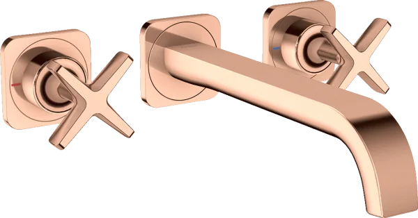 Axor Citterio E 3-hole Basin Mixer For Concealed Installation Wall-mounted With Spout 220 Mm And Escutcheons Polished Red Gold