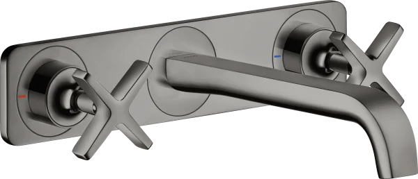 Axor Citterio E 3-hole Basin Mixer For Concealed Installation Wall-mounted With Spout 220 Mm And Plate Polished Black Chrome