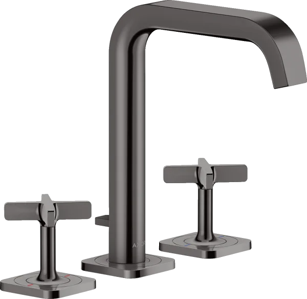 Axor Citterio E 3-hole Basin Mixer 170 With Escutcheons And Pop-up Waste Polished Black Chrome