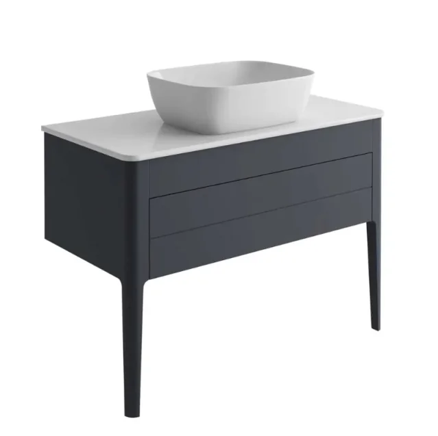 Cubico Stark 2 Slate Grey 800mm Floor Standing Vanity Unit With Basin product image - Image 1