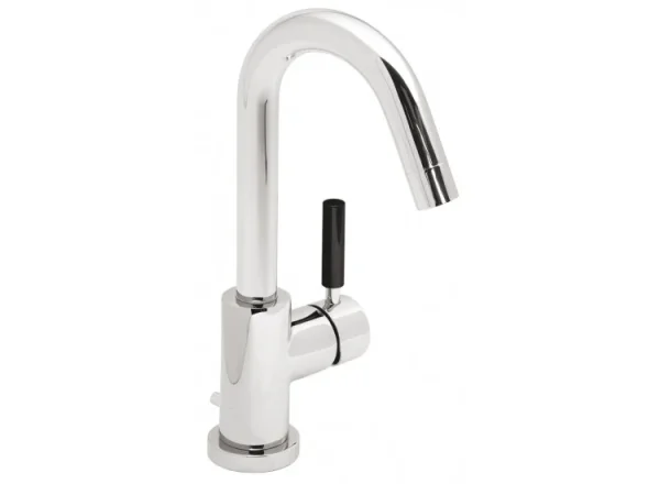 Vado Nuance Mono Basin Mixer Single Lever Deck Mounted With Pop-up Waste With Black Handle product image - Image 1