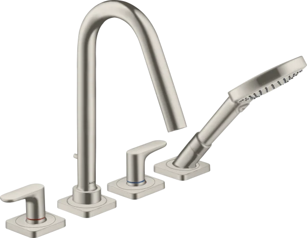 Axor Citterio M 4-hole Tile Mounted Bath Mixer With Lever Handles And Escutcheons Stainless Steel