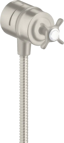 Axor Montreux Wall Outlet Stop With Non-return Valve, Shut-off Valve And Cross Handle Stainless Steel Optic
