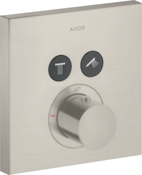 Axor Showersolutions Thermostatic Mixer Square For Concealed Installation For 2 Outlets Stainless Steel Optic