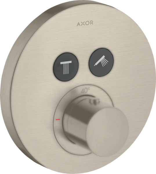 Axor Showersolutions Thermostatic Mixer Round For Concealed Installation For 2 Outlets Brushed Nickel