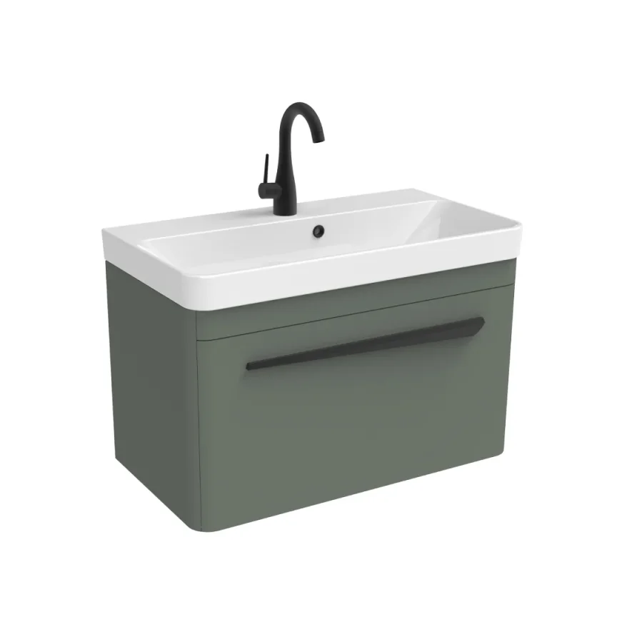 Saneux Hyde 70cm 1 Drawer Wall Mounted Unit - Matte Sage product image - Image 1