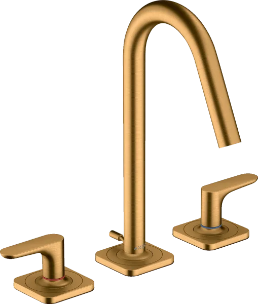 Axor Citterio M 3-hole Basin Mixer 160 With Lever Handles, Escutcheons And Pop-up Waste Gold Brushed