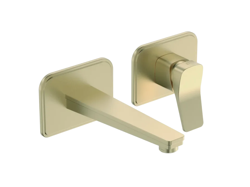 Just Taps Hix Single Lever Wall Mounted Basin Mixer Brushed Brass product image - Image 1