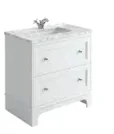Cubico Fairfax 800mm Vanity Unit In Matt White With Marble Worktop & Ceramic Basin