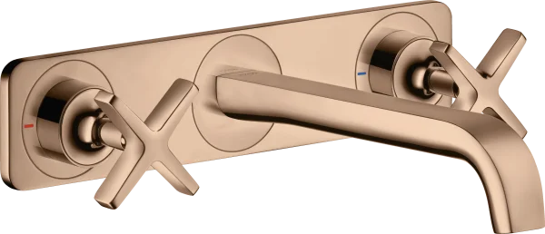 Axor Citterio E 3-hole Basin Mixer For Concealed Installation Wall-mounted With Spout 220 Mm And Plate Polished Red Gold