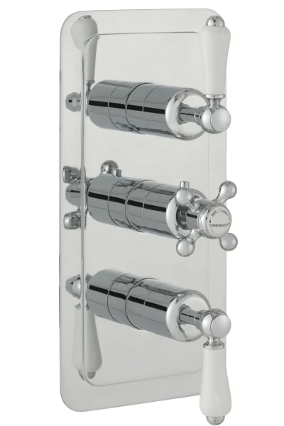Just Taps Grosvenor Lever Concealed Thermostatic 3 Outlet Valve Vertical Chrome
