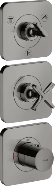 Axor Citterio E Thermostatic Module 380/120 For Concealed Installation For 3 Outlets With Escutcheons Polished Black Chrome