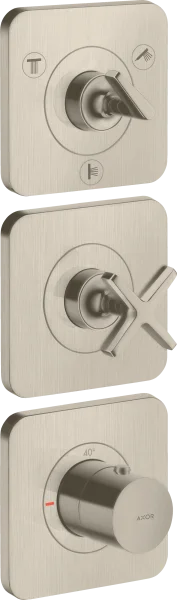Axor Citterio E Thermostatic Module 380/120 For Concealed Installation For 3 Outlets With Escutcheons Brushed Nickel