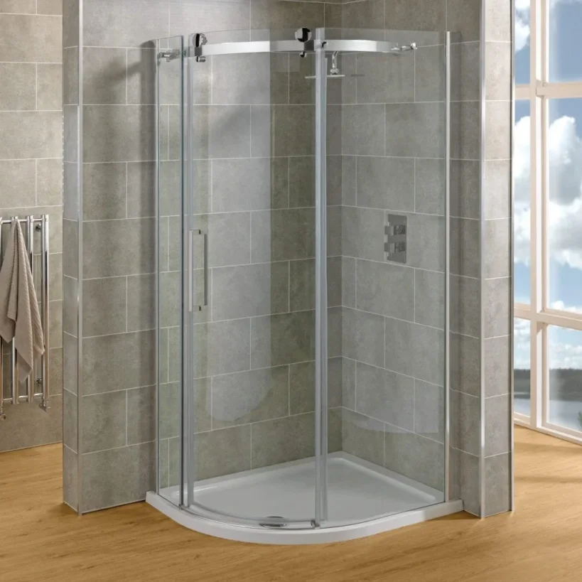 Saneux STEEL 1000 x 800 R/H Offset Quadrant Shower Enclosure Chrome product image - Image 1