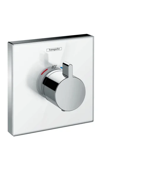 Hansgrohe ShowerSelect Glass Thermostatic Shower Valve Mixer HighFlow for concealed installation White/Chrome
