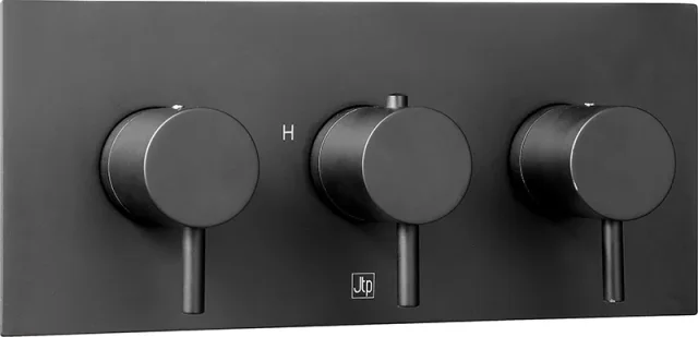 Just Taps Vos Two Outlet Thermo Conc Valve Horizontal Matt Black product image - Image 1