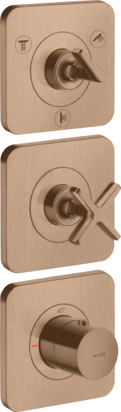 Axor Citterio E Thermostatic Module 380/120 For Concealed Installation For 3 Outlets With Escutcheons Brushed Red Gold