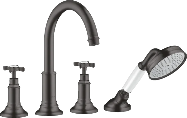 Axor Montreux 4-hole Tile Mounted Bath Mixer With Cross Handles Brushed Black Chrome