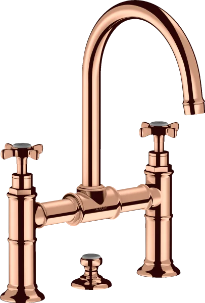 Axor Montreux 2-handle Basin Mixer 220 With Cross Handles And Pop-up Waste Polished Red Gold