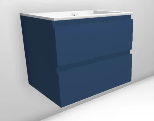 Faeber Mode 600mm 2 Drawer Basin Vanity Unit Ral 5007 Brilliant Blue Matt product image - Image 1