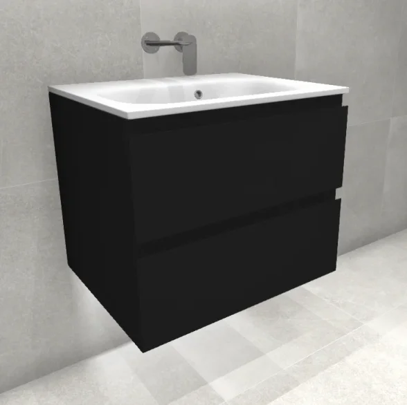 Faeber Mode 60 Basin Unit 2 Drawer Unit Ral 9004 Signal Black Matt product image - Image 1