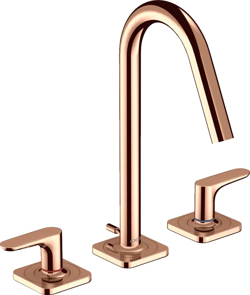 Axor Citterio M 3-hole Basin Mixer 160 With Lever Handles, Escutcheons And Pop-up Waste Polished Red Gold