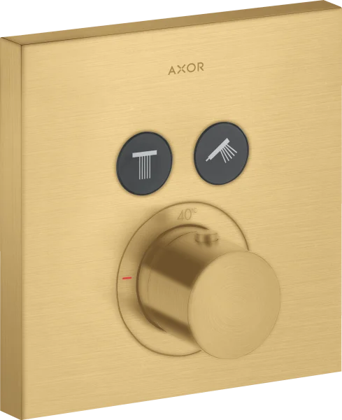Axor Showersolutions Thermostatic Mixer Square For Concealed Installation For 2 Outlets Brushed Gold Optic