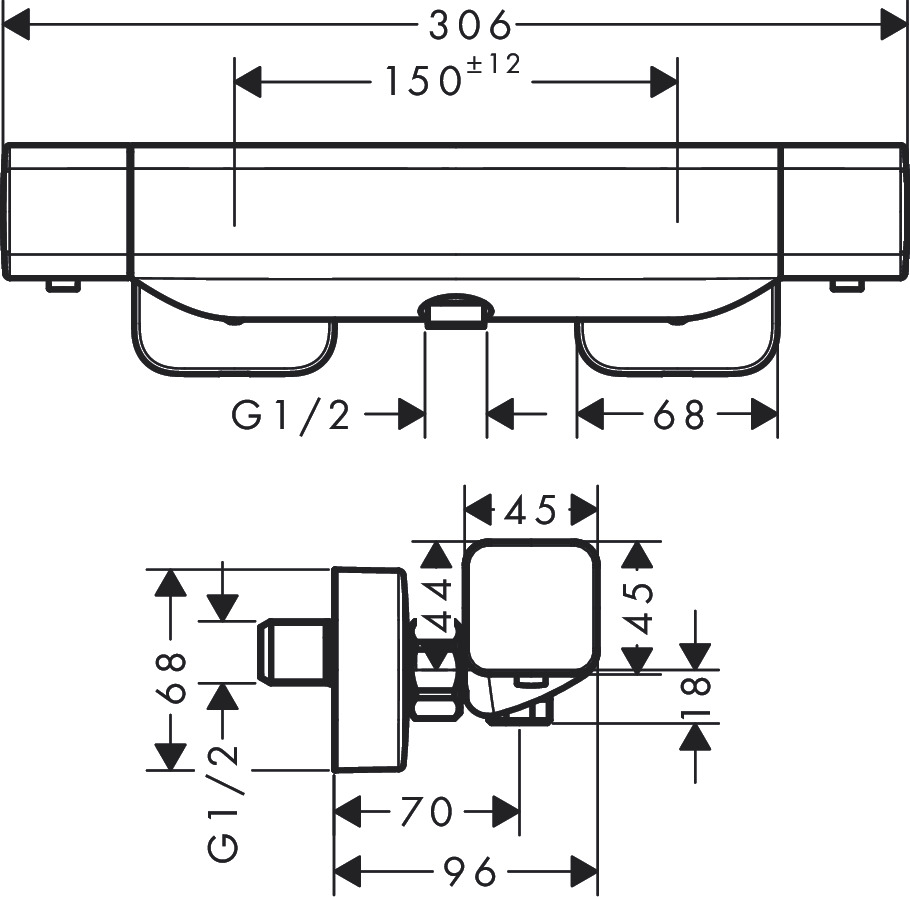 Hansgrohe Ecostat E Shower Thermostat For Exposed Installation Chrome detail view - Image 2