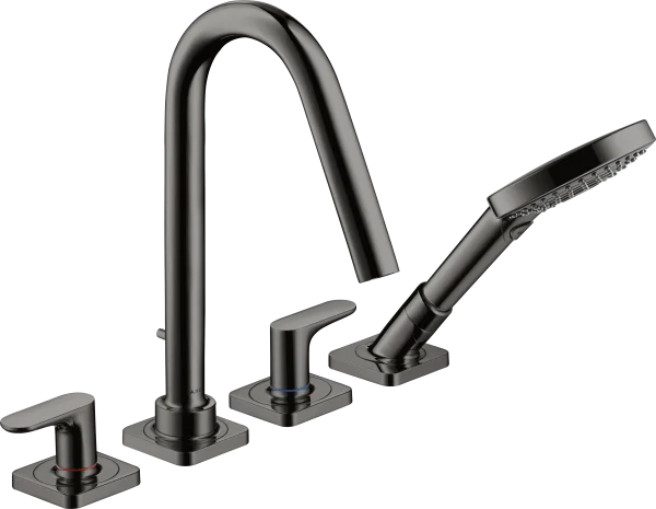 Axor Citterio M 4-hole Tile Mounted Bath Mixer With Lever Handles And Escutcheons Polished Black Chrome