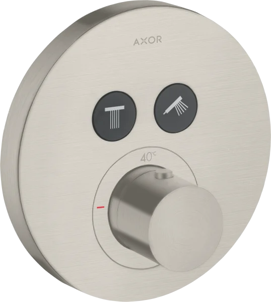 Axor Showersolutions Thermostatic Mixer Round For Concealed Installation For 2 Outlets Stainless Steel Optic