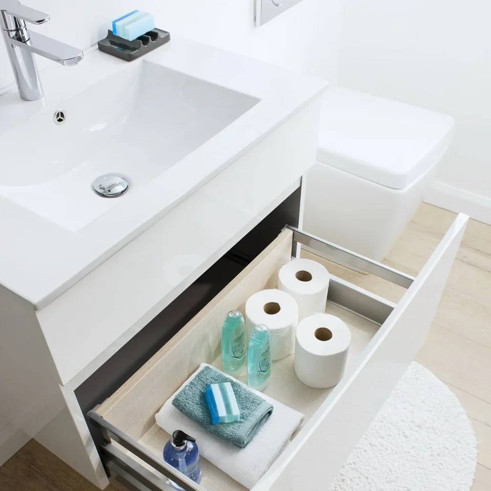 Crosswater Glide Ii 2 Drawer Basin Unit 1000 White Gloss detail view - Image 4