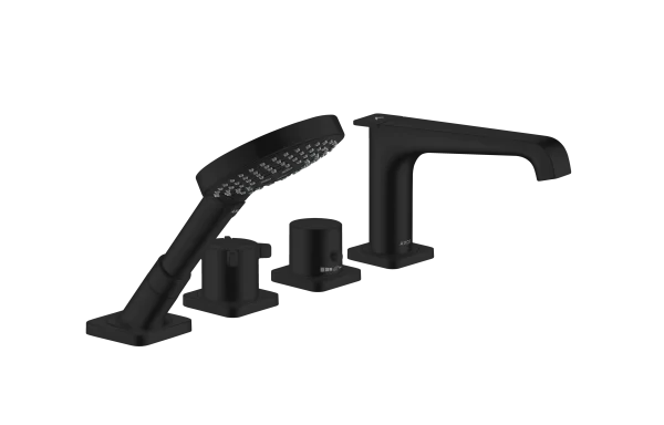 Axor Citterio E 4-hole Tile Mounted Thermostatic Bath Mixer Matt Black