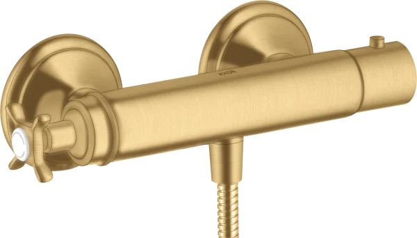 Axor Montreux Thermostatic Shower Mixer For Exposed Installation With Cross Handle Brushed Gold Optic