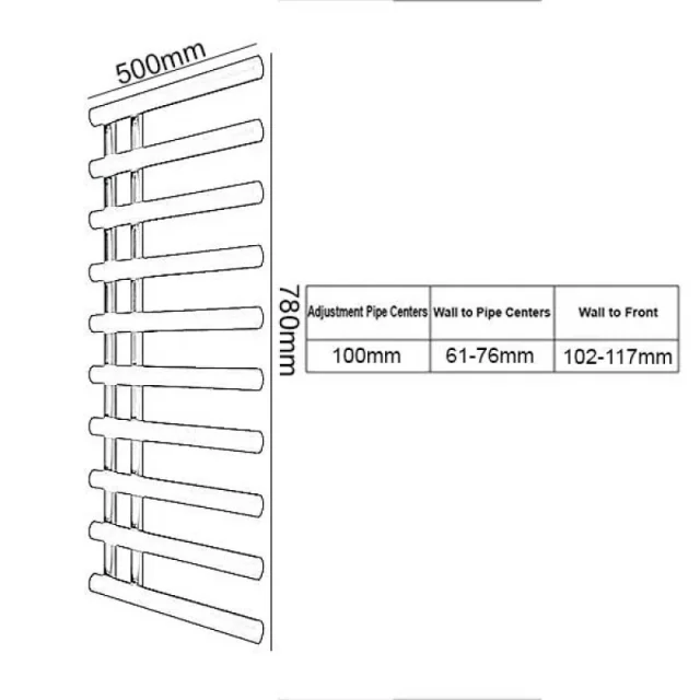 Reina Grace Designer Radiator - 780 X 500 Anthracite technical drawing - Image 2